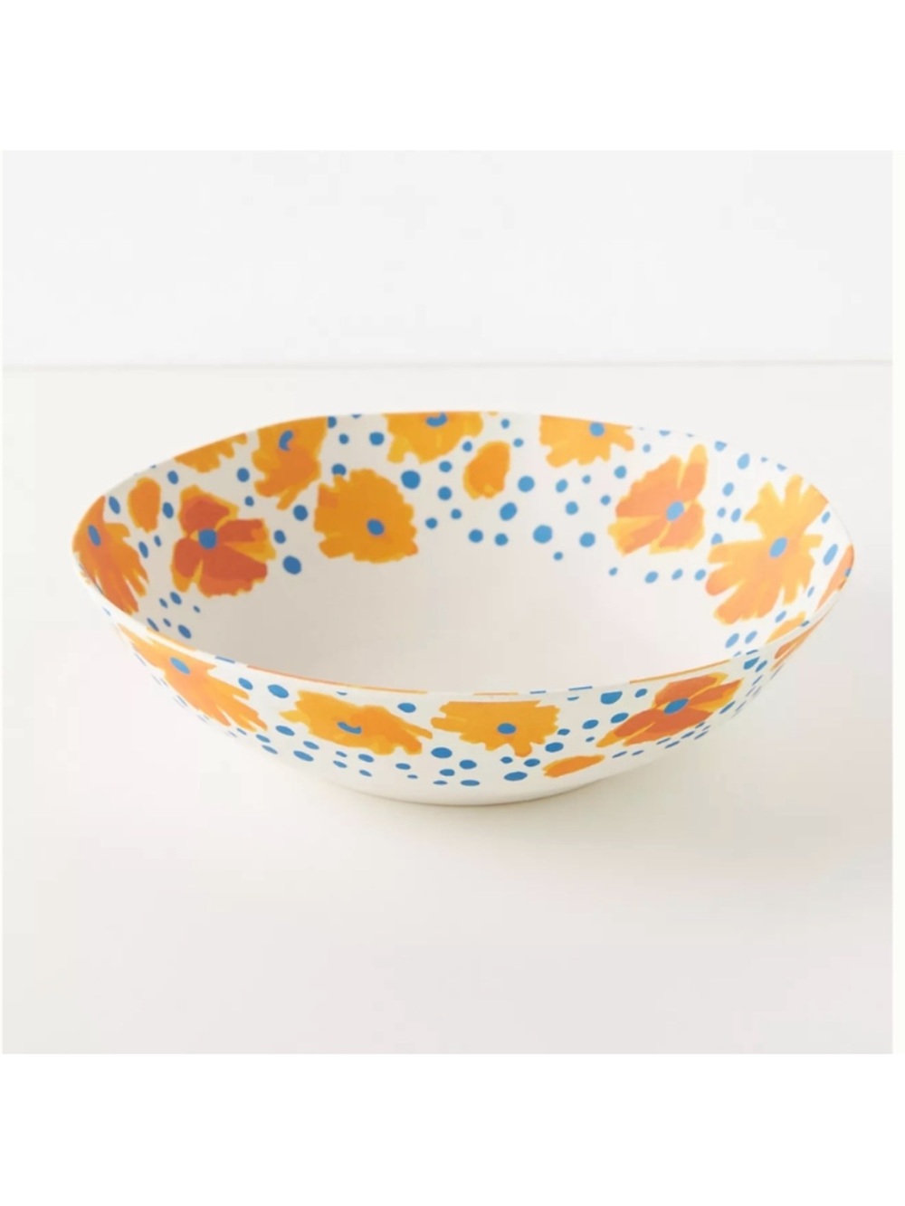 Vera for Anthropologie Orange and Blue Floral Bamboo Bowl